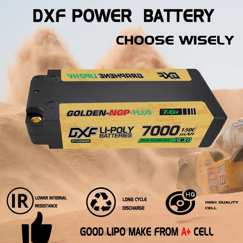 DXF Batteria Lipo 2S 7.6V MIDDLE 7000mAh 150C Golden NGP Plus Omologata efra spina 5mm Deans T Direttamente Dal Produttore