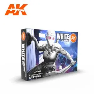 Prezzo Conveniente AK INTERACTIVE Set di 6 colori acrilici 3rd Generation da 17ml - WHITE COLORS SET