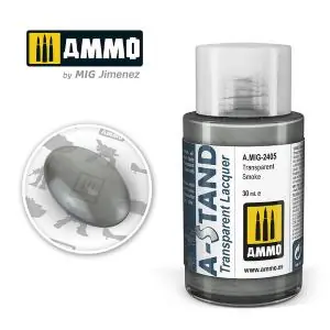 AMMO of MIG A-STAND Transparent Smoke - 30ml colore a smalto per aerografo Soddisfatti O Rimborsati
