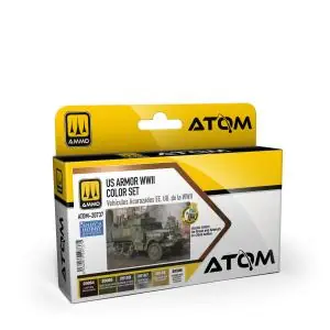 Compra Oggi Stesso AMMO of MIG ATOM U.S. Armor WWII Color Set (6 colori per set) Flaconi da 20 ml 5 colori e 1 diluente e detergente.