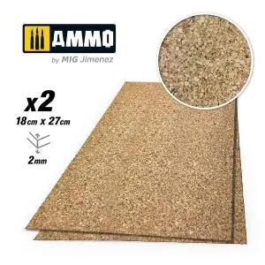 AMMO of MIG CREATE CORK Medium Grain (2mm) – 2 pezzi Sughero sintetico 60x90 - 2pezzi Spedizione Espresso