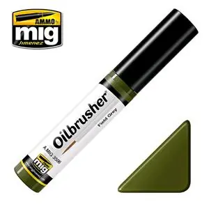 Quantità Limitata AMMO OF MIG OILBRUSHER colore FIELD GREEN (colore ad olio pre-diluito con pennello applicatore nel tappo)
