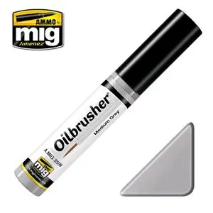 AMMO OF MIG OILBRUSHER colore GRIGIO MEDIO (colore ad olio pre-diluito con pennello applicatore nel tappo) Soddisfatti O Rimborsati