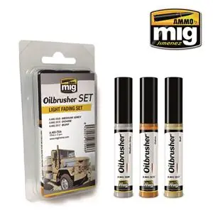 Vendita Finale AMMO OF MIG set di 3 OILBRUSHER per LUCI e DISSOLVENZE (colore ad olio pre-diluito con pennello applicatore nel tappo)