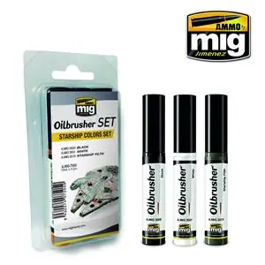 Super Prezzo AMMO OF MIG set di 3 OILBRUSHER per tonalità STARSHIP (colore ad olio pre-diluito con pennello applicatore nel tappo)