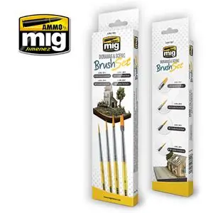 AMMO OF MIG Set di 4 pennelli per la pittura diorami e scenette Offerta Lampo