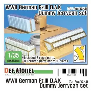 Prezzo Scontato DEF MODEL 1 35 German Pz.III D.A.K Dummy Jerry can set