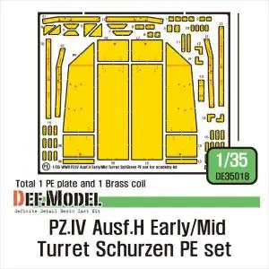 Acquista Ora DEF MODEL 1 35 Pz.IV Ausf.H Early/Mid Turret Schurzen PE set