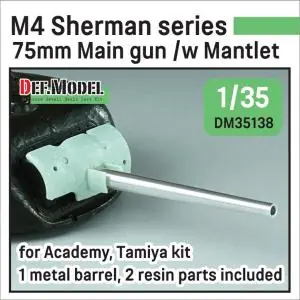 Bestseller DEF MODEL 1 35 US M4 Sherman 75mm M3 Metal barrel w/ Mantlet set