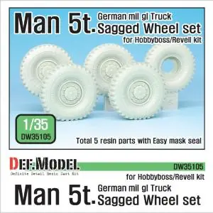DEF.MODEL German Man 5t. milgl 4x4 Truck set di ruote effetto peso (per Revell, Hobbyboss 1/35) Sconto