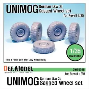 DEF.MODEL German UNIMOG Lkw 2t set di ruote effetto peso (per Revell 1/35) Compra Adesso