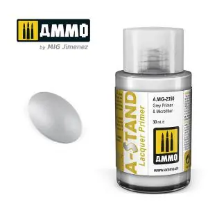 AMMO of MIG A-STAND Grey Primer & Microfiller - 30ml Enamel Paint for airbrush Più Venduto