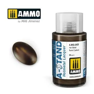 Prezzo Ridotto AMMO of MIG A-STAND Hot Metal Burnt Carbon - 30ml Enamel Paint for airbrush