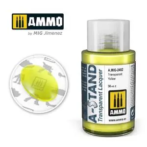 A Buon Prezzo AMMO of MIG A-STAND Transparent Yellow - 30ml Enamel Paint for airbrush