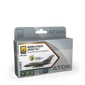 Acquista Ora AMMO of MIG Modern Luftwaffe Vol.1 - ATOM acrylic colors set for brush and airbrush in 20 ml bottles – 6 colors.