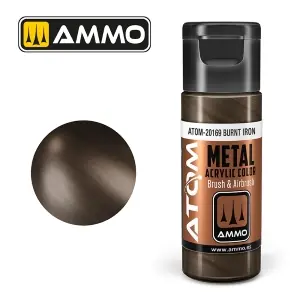 Quantità Limitata ATOM by Ammo of Mig METALLIC Burnt Iron; acrylic paint 20ml