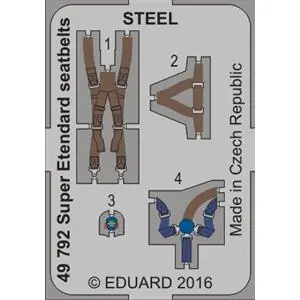 Prezzo Ridotto EDUARD 1/48; Super Etendard seatbelts STEEL (for kit KITTY HAWK) - photoetched set