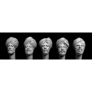 Ultime Pezzi Hornet 5 heads with Sikh turbans, 1 35 scale resin