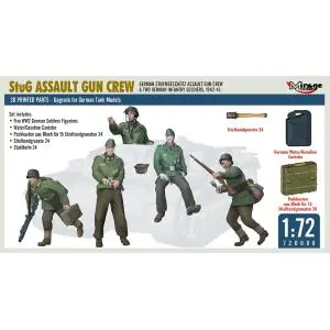 Ultime Pezzi MIRAGE HOBBY 1/72. German Sturmgeschütz Assault Gun Crew & Two German Infantry Soldiers, 1942-43 (5 figures)
