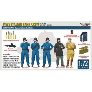MIRAGE HOBBY 1/72. WW2 Italian Tank Crew - 5 figurines Quantità Limitata