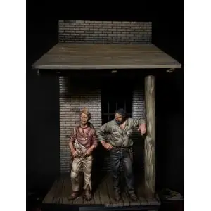 ROMEO MODELS 54 mm.; Accidental Sheriff and his assistant Vignette (2 figures + base & building facade) Offerta Speciale