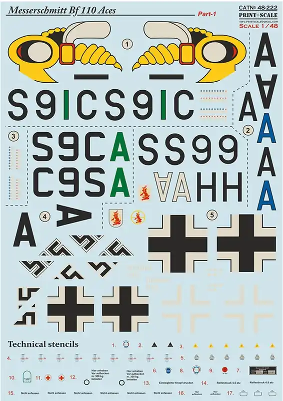 Messerschmitt Bf 110 Zerstorer Decals Offerta Speciale