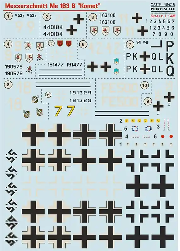 Messerschmitt Bf 163B Komet Decals Offerta Lampo