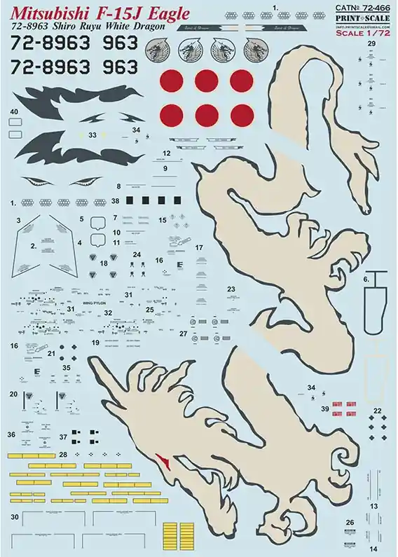 Prezzo Basso F-15 Mitsubishi F-15J Eagle White Dragon Decals
