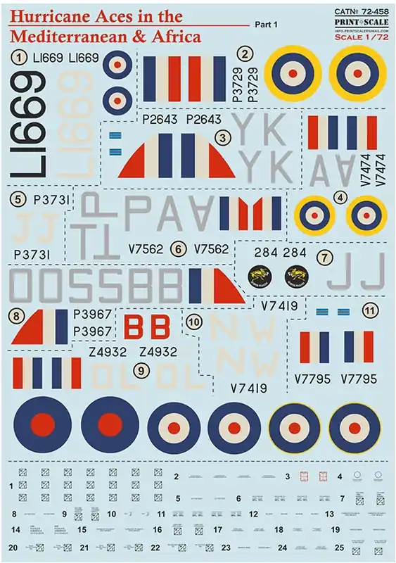 Ultime Pezzi Hwker Hurricane Aces Decals