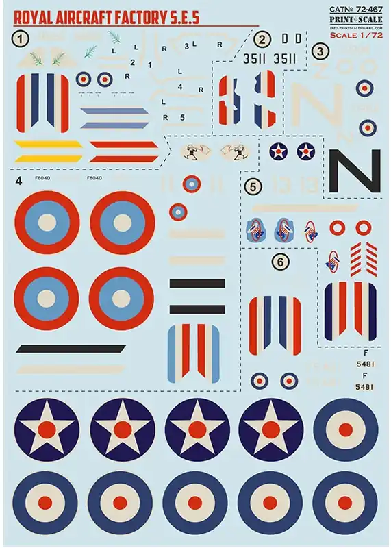 Super Prezzo Royal Aircraft Factory S.E.5 Decals