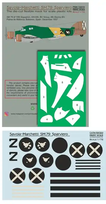 Savoia-Marchetti SM.79 mask + decals Consegna Rapida