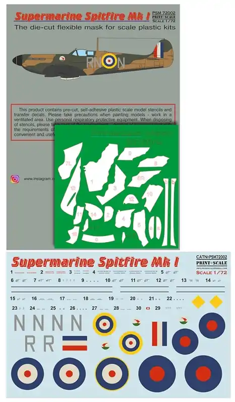 Supermarin Spitfire Mk.1 mask + decals Nuova Collezione