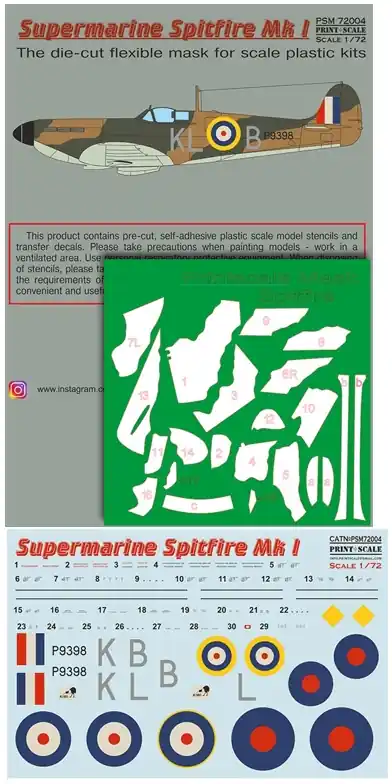 Supermarin Spitfire Mk.1 mask + decals Miglior Prezzo