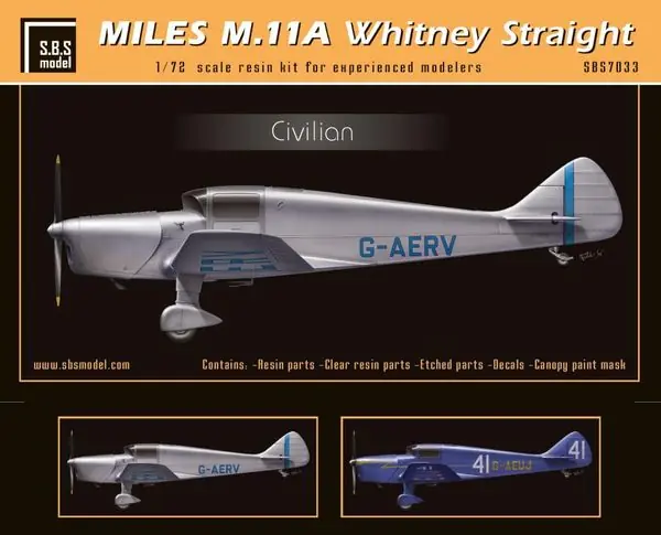 Miles M 11A Whitney Straight Civile 1/72 - SBS MODEL SBS7033 Spedizione Espresso