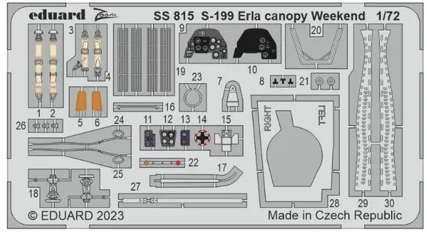 Avia S-199 Erla canopy Fotoincisioni 1/72 per Eduard - EDUARD SS815 Di Tendenza