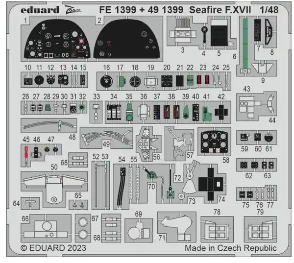 Solo Oggi Seafire F XVII parti fotoincise con zoom per Airfix - EDUARD FE1399