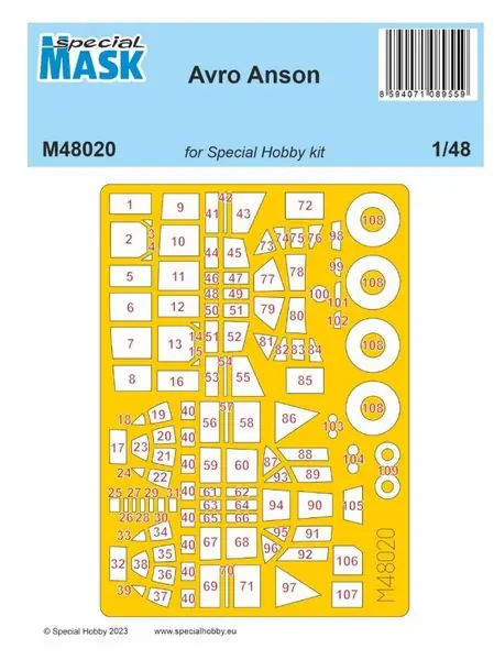 Novità Avro Anson mascherina per Special Hobby 1/48 - SPECIAL HOBBY MASK 48020