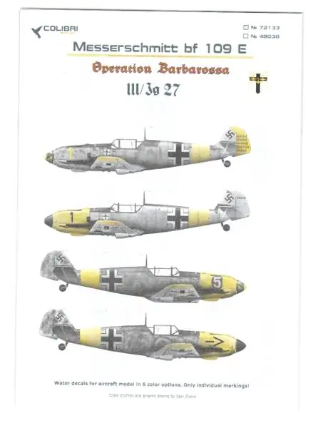 Non Perdere Messerschmitt Bf 109 E III/JG 77 - 1/72 - COLIBRI DECALS 72133