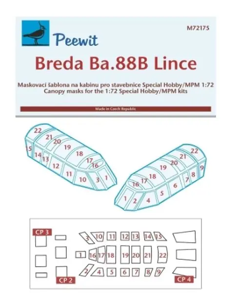 Breda Ba 88B Lince Canopy 1/72 - PEEWIT M72175 Offerta Limitata