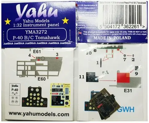 P-40 B/C Tomahawk pannello strumentale 1/32 - YAHU MODELS YMA3272 Prezzo Ridotto