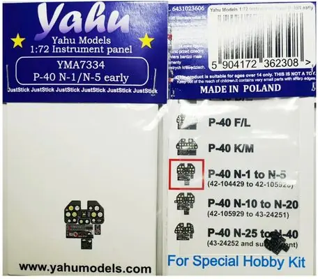 P-40 N early pannello strumentale 1/72 - YAHU MODELS YMA7334 Promozione