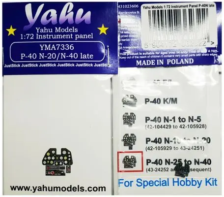 P-40 N late pannello strumentale 1/72 - YAHU MODELS YMA7336 Ultime Pezzi