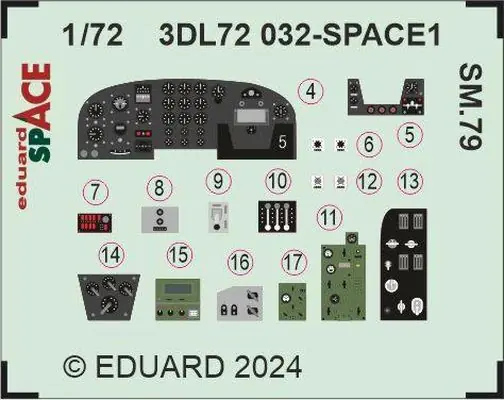 Popolare SM.79 decalcomanie 3D 1/72 - EDUARD 3DL72032