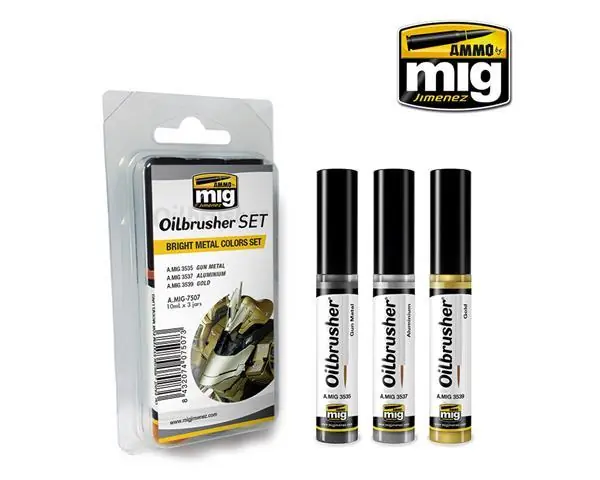 Esclusivo 3 x OILBRUSHER, BRIGHT METAL COLORS SET