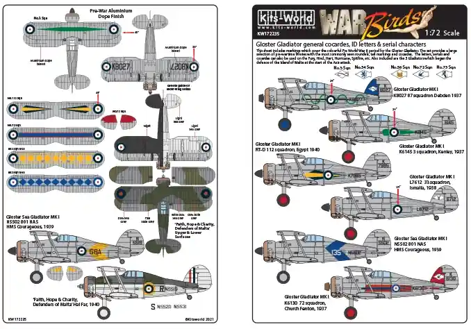 Occasione Imperdibile Gloster Gladiator Roundels, Code letters & serials